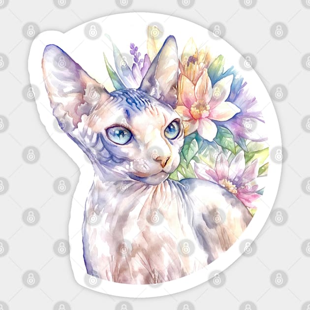 Sphynx with flowers Sticker by AnnArtshock